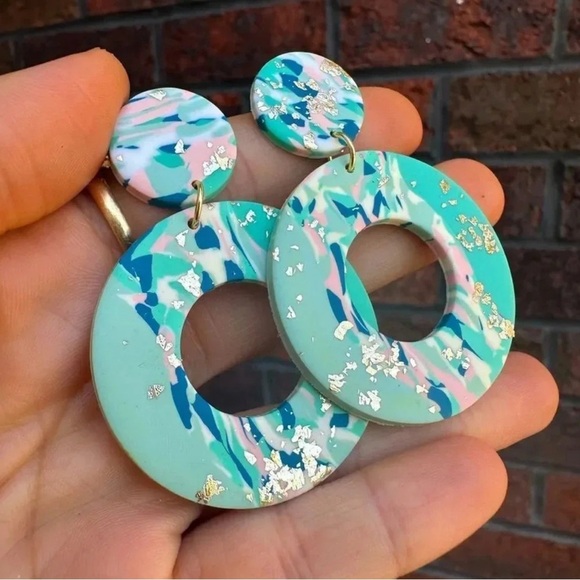 Gaze Marble Light Blue Earrings - Picture 3 of 5